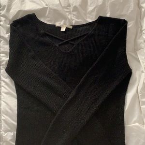 Black lace front sweater